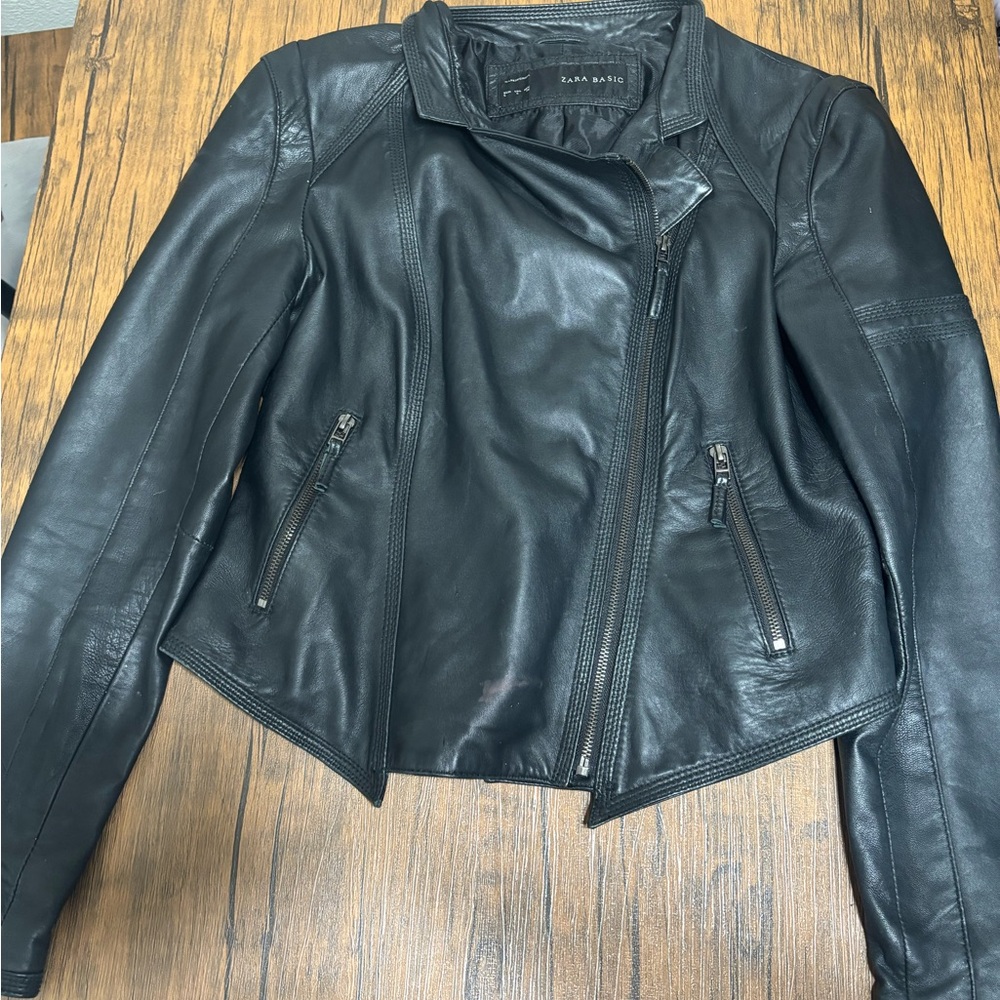 Zara Black Leather Jacket for Women